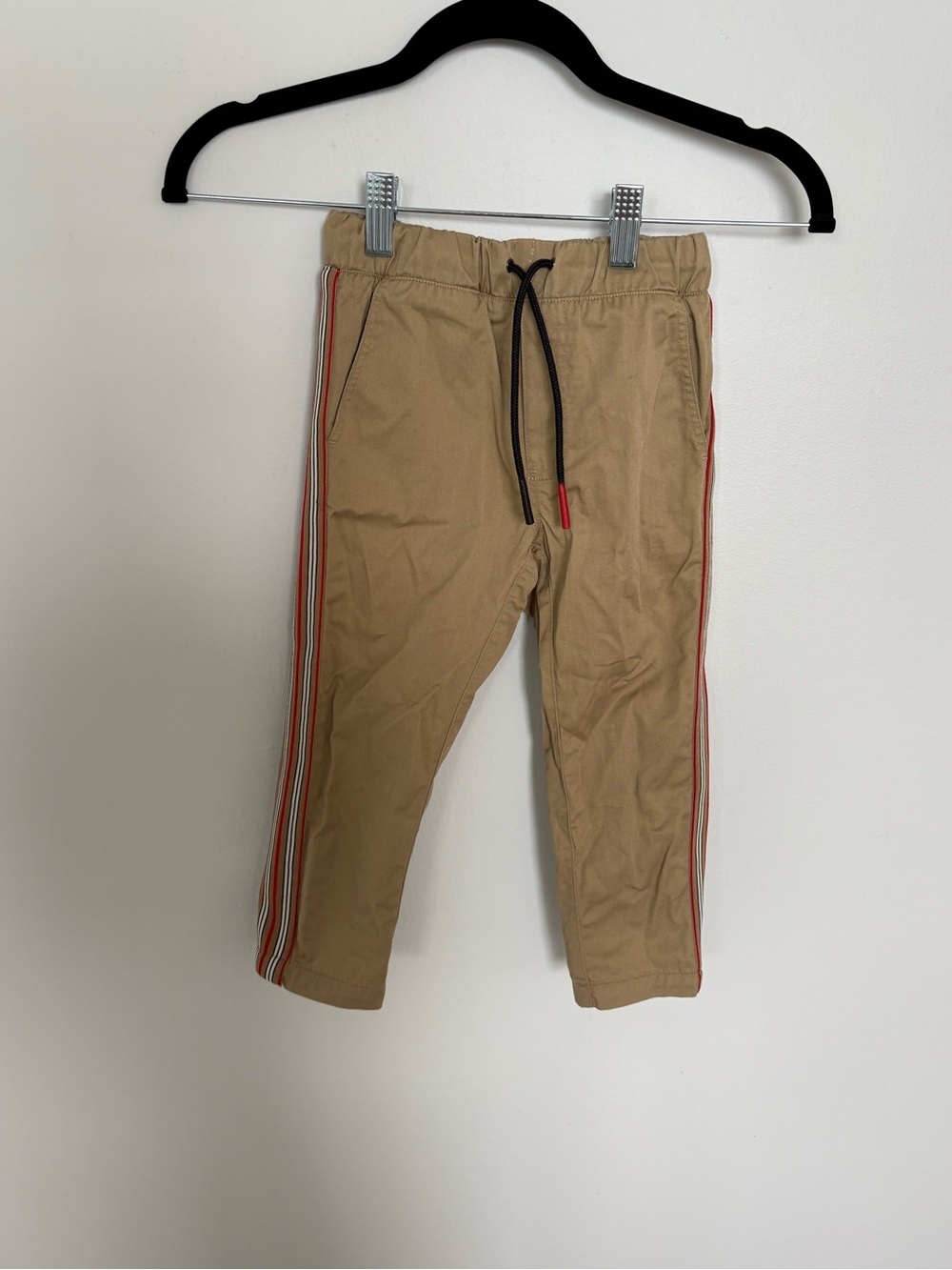 Burberry Kids Tan Pull-On Jogger Pants with Side Stripe